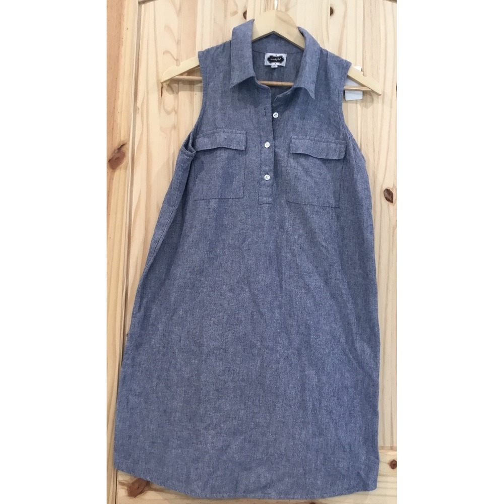 Mudpie Women's Dress Size Small Blue Sleeveless Shift 100 Cotton